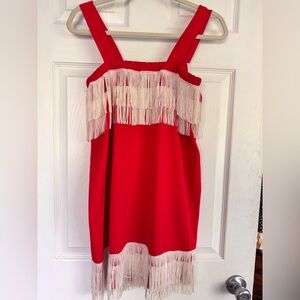 Vintage Red Square Neck Mini with Tassels